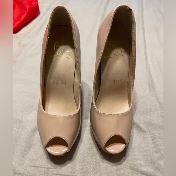 Christian Louboutin Peep Toe Leather Pumps - Picture 2 of 8